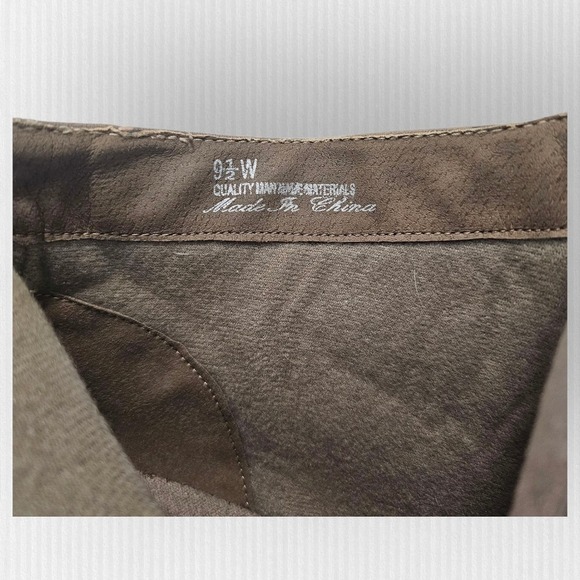 Womens Taupe Faux Suede Ankle Boots Buckle Straps Low Block Heel Side Zip 9.5 W - Picture 10 of 11